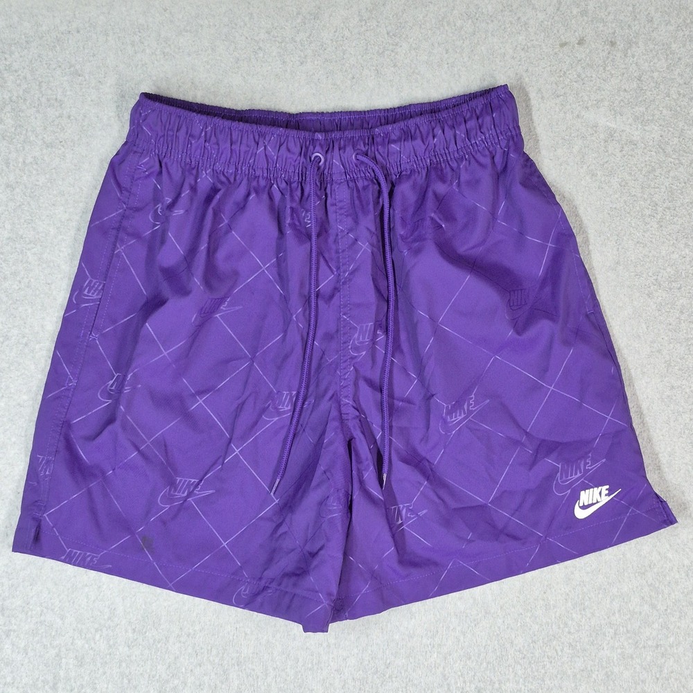 Nike Men Activewear Shorts S Purple Swimwear Geometric 5.5" Inseam Lined Stretch